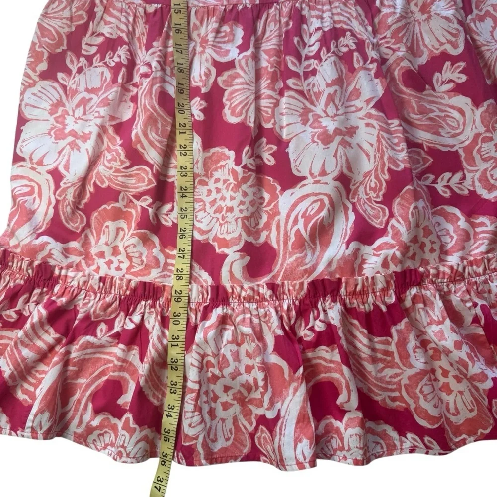 Crown & Ivy Coral and White Paisley Floral Flutter Sleeve Mini 1X Dress - Picture 7 of 8